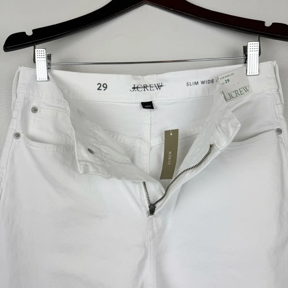 J. Crew Slim High Rise Wide Leg Raw Hem Jeans White Size 29 NWT